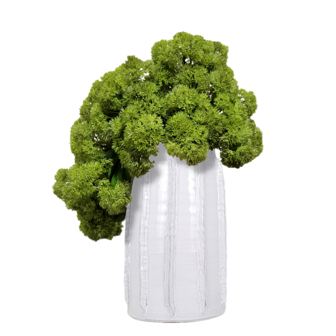 Trailing Sedum Sprays in Ceramic RIbbed Vase 22"H