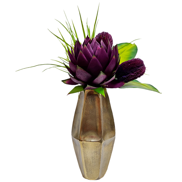 Protea with Banksia and Tropical Leaf with Grass in Vase FH: 27"