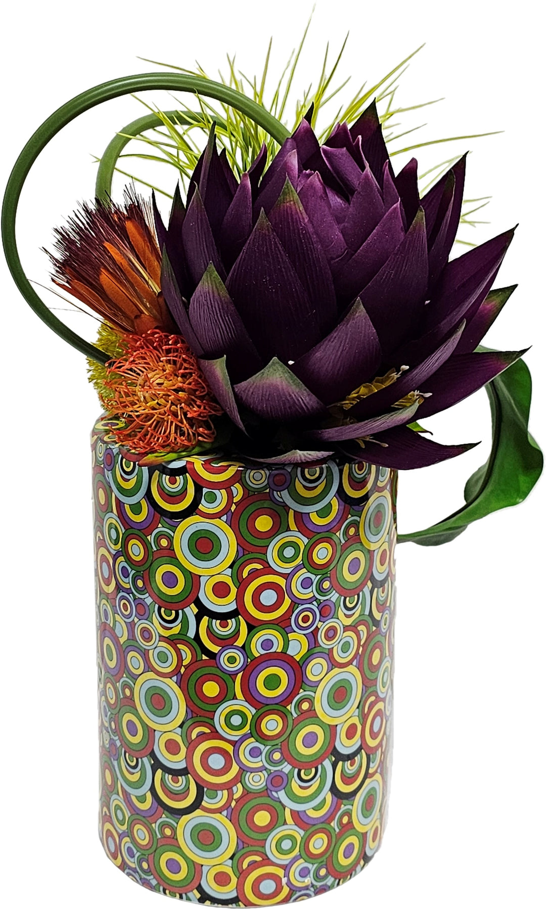 Protea, Proteas, Grass and Looped Vine in Ceramic FH: 21.5"H