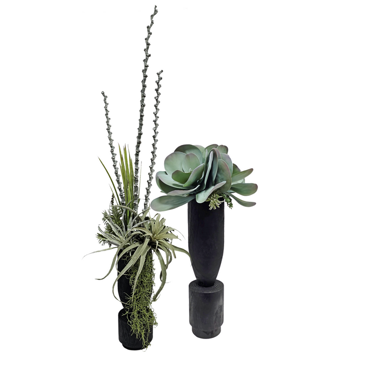 Ladder Branches with Mixed Succulents in Vase FH: 54"