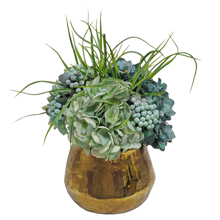 Hydrangeas, Berries, and Grass in Ceramic FH: 18"