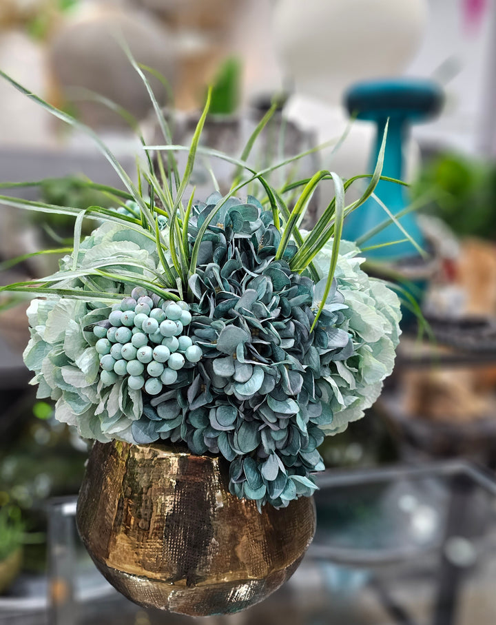 Hydrangeas, Berries, and Grass in Ceramic FH: 18"