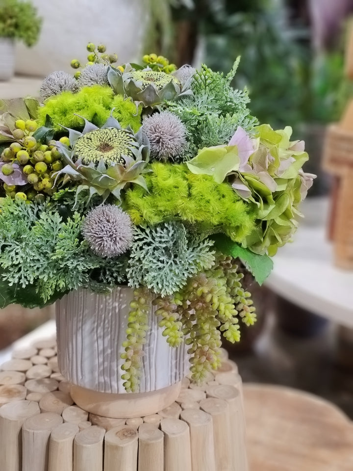 Hydrangeas, Sunflowers, Berries and Greenery in Ceramic FH: 17"