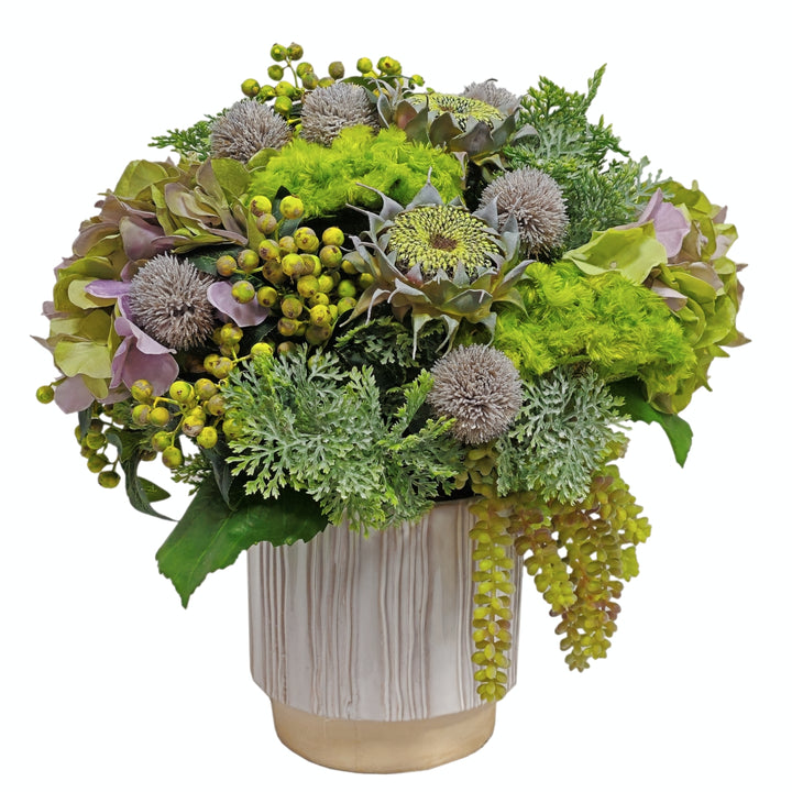 Hydrangeas, Sunflowers, Berries and Greenery in Ceramic FH: 17"