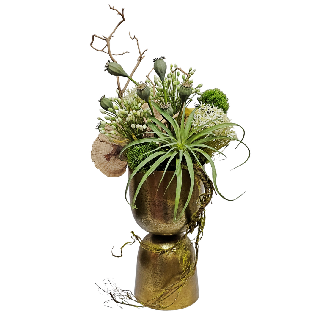 Tillandsia, Lotus Pods, Dried Mushrooms and Vine in Vase FH: 32"