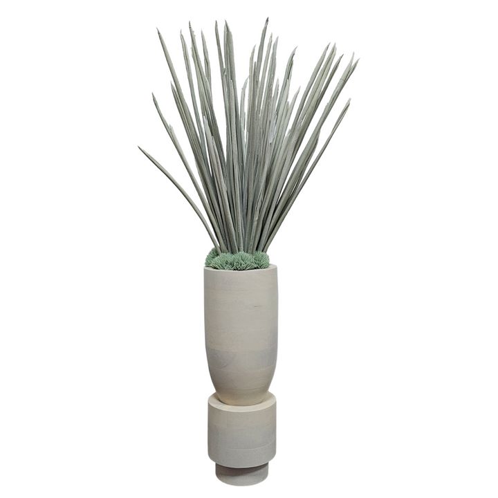 Foam Grass in Wood Vase  FH: 36"