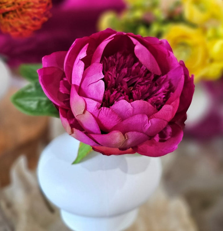 Peony in White Ceramic.  FH:  9"H