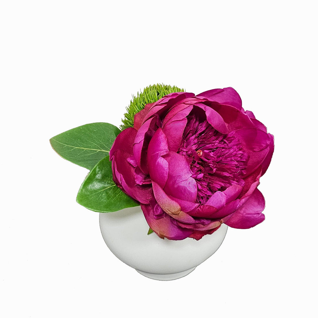 Peony in White Ceramic.  FH:  9"H