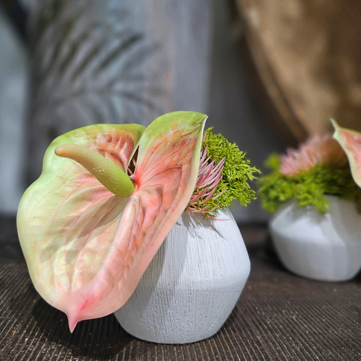 Anthurium in Textured Ceramic.  FH: 6"