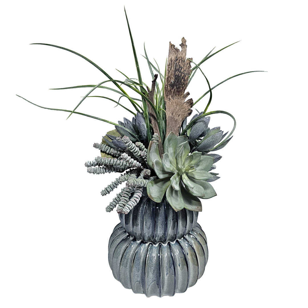 Succulents with Staghorn Fern in Ceramic  FH: 21"