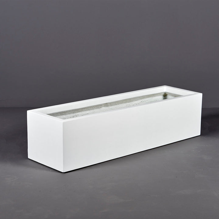 Low Rectangular Fiberglass Planter for Indoor and Outdoor Use