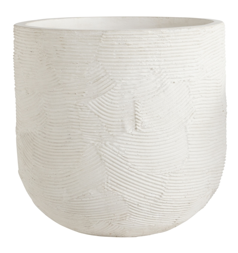 White Textured Concrete Round Container