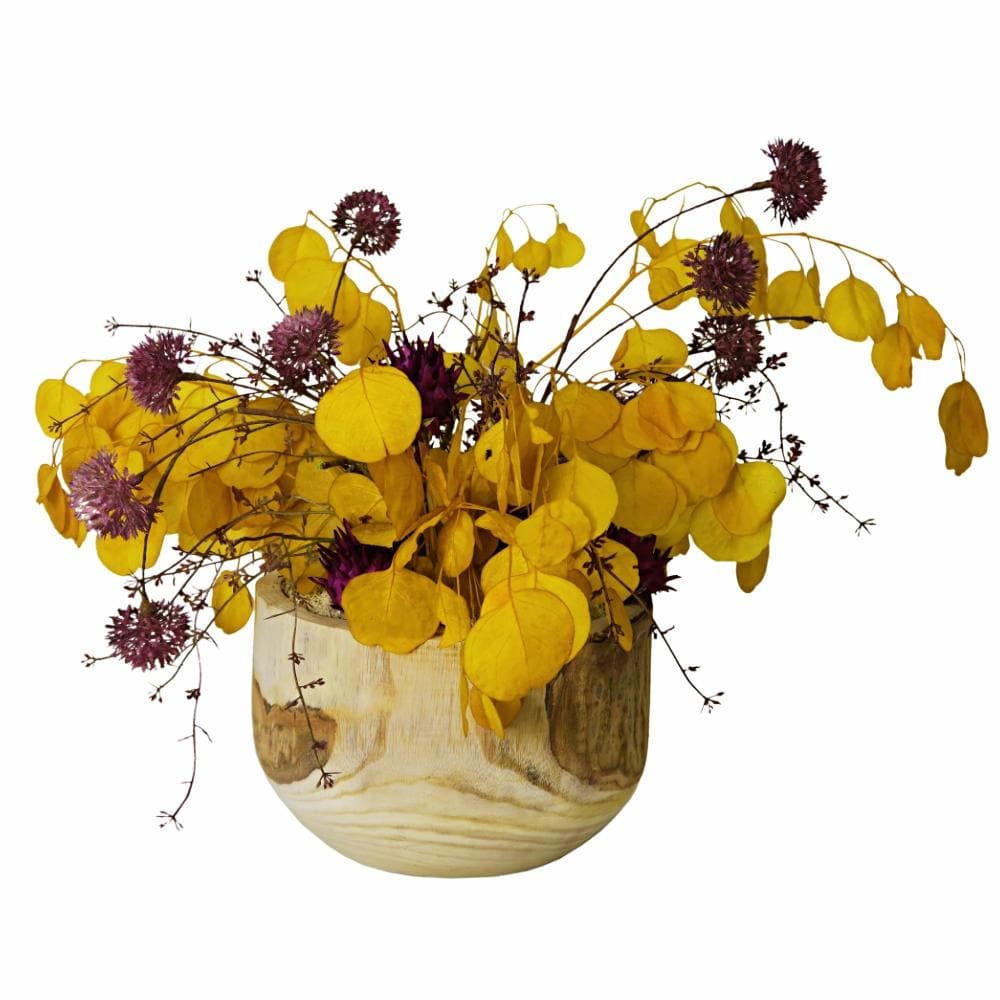 Dried Eucalyptus and Eggplant, Thistle in Bowl