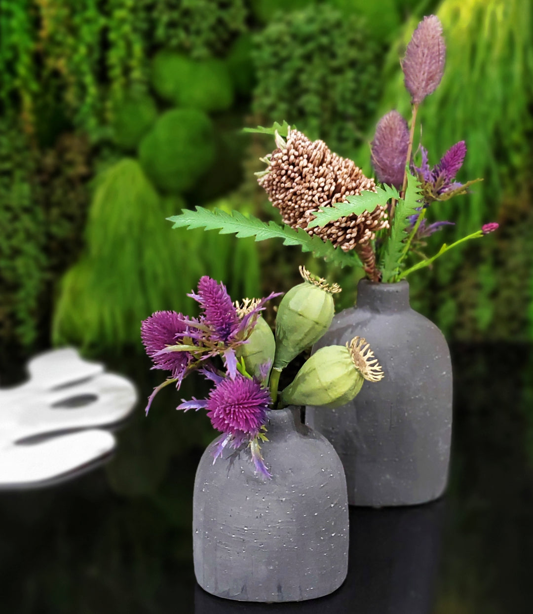 Banksia with Hare's Tail and Thistle in Ceramic 11.5"H