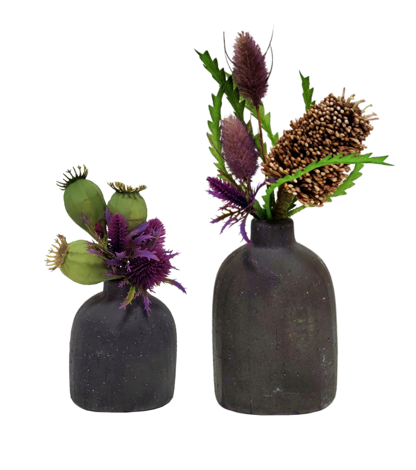 Pods with Thistle in Ceramic 7"H