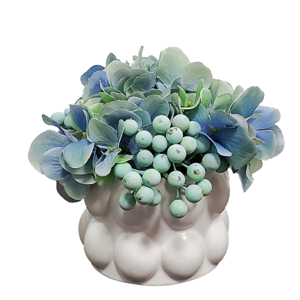 Hydrangea and Berries in Ceramic 5.5"H