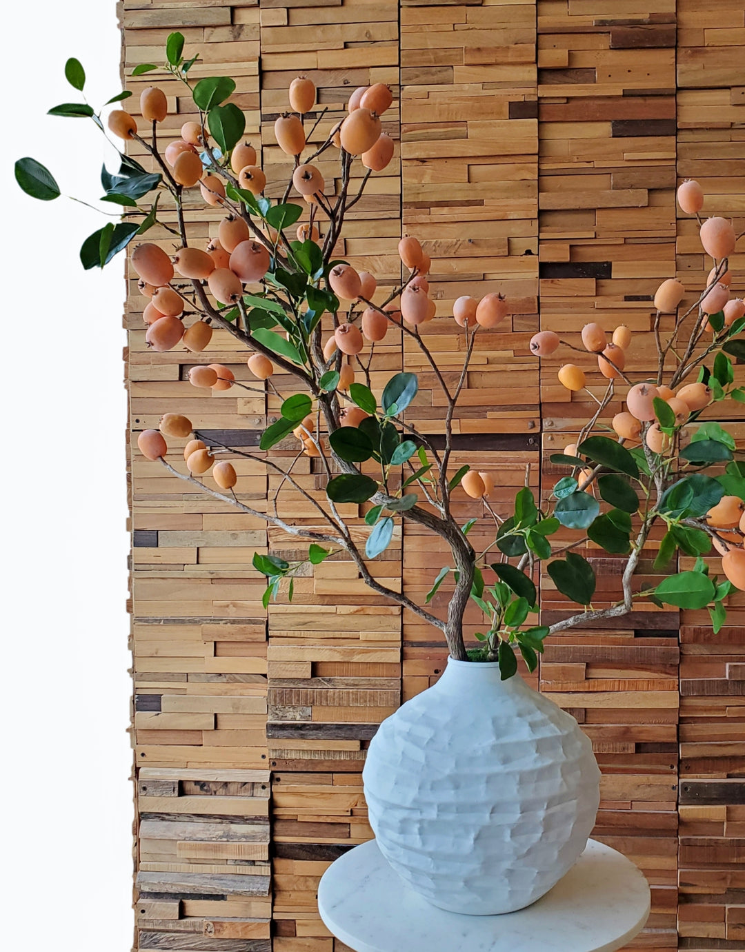 Loquats on Natural Branches in Vase 46"H