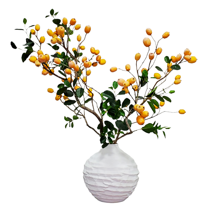 Loquats on Natural Branches in Vase 46"H