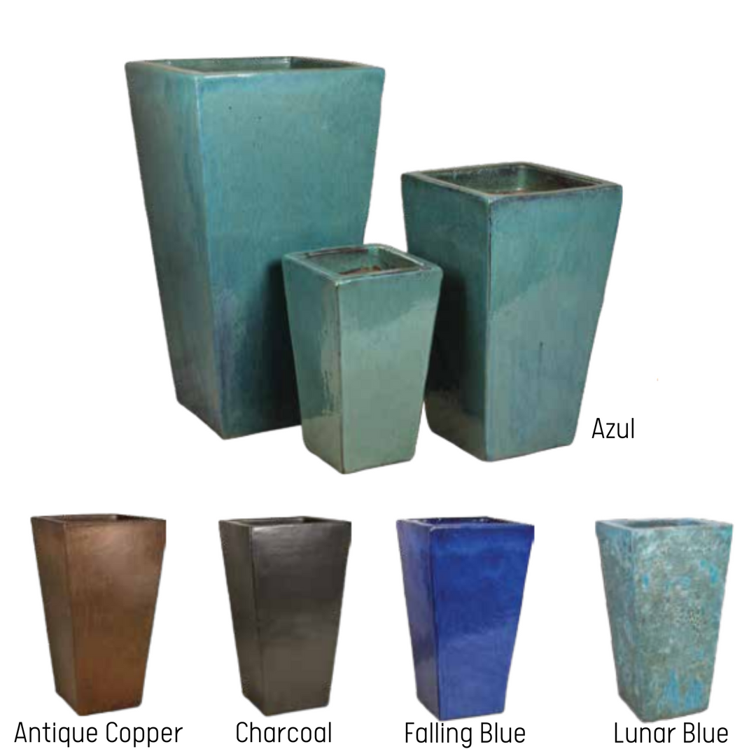 Tall Tapered Square Ceramic Planter