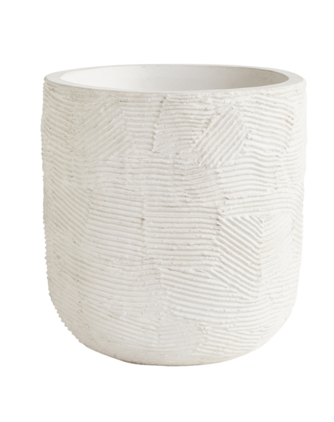 White Textured Concrete Round Container