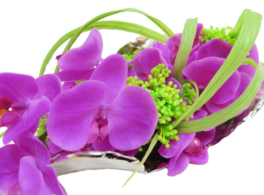 Orchids and Looped Grass in Platter