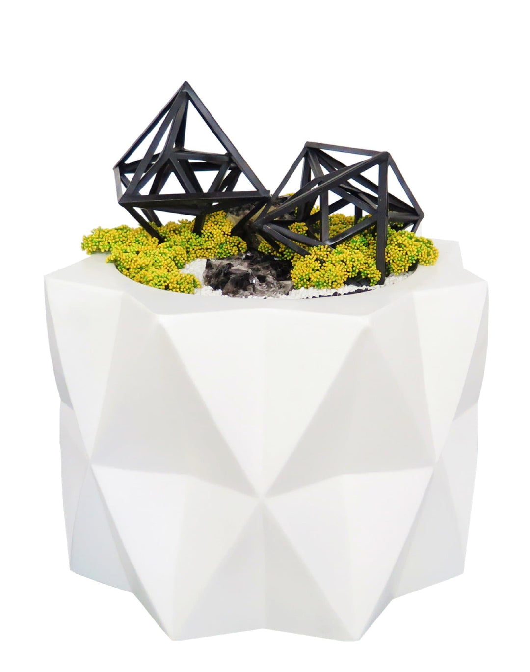 Geometric Objects with Crystals and Seed Clusters in Pot